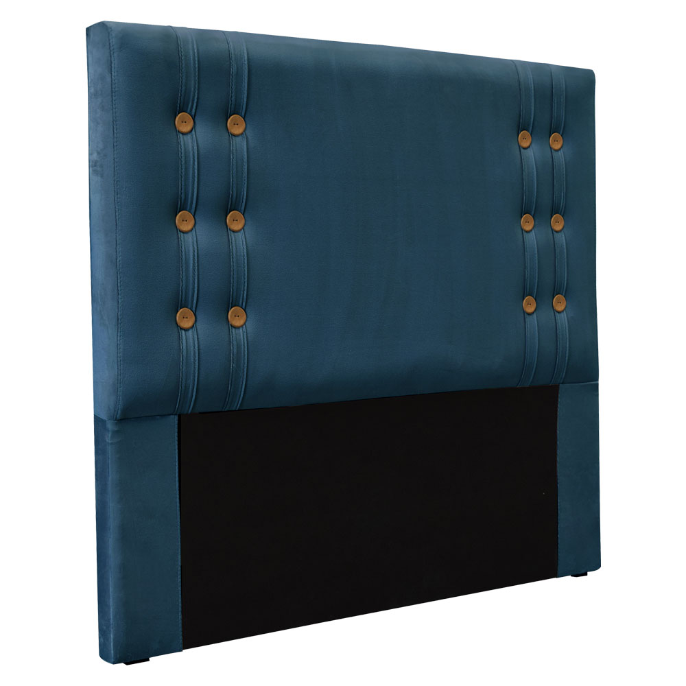 Kit Cabeceira e Calçadeira Recamier Casal 1,40m Gênova Veludo Azul Marinho - Pallazio