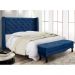 Kit Cabeceira e Calçadeira Recamier Casal 1,40m Vicenza Suede Azul Marinho - Pallazio