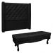 Kit Cabeceira e Calçadeira Recamier Casal 1,40m Vicenza Suede Preto - Pallazio