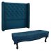 Kit Cabeceira e Calçadeira Recamier Casal 1,40m Vicenza Veludo Azul Marinho - Pallazio