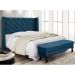 Kit Cabeceira e Calçadeira Recamier Casal 1,40m Vicenza Veludo Azul Marinho - Pallazio
