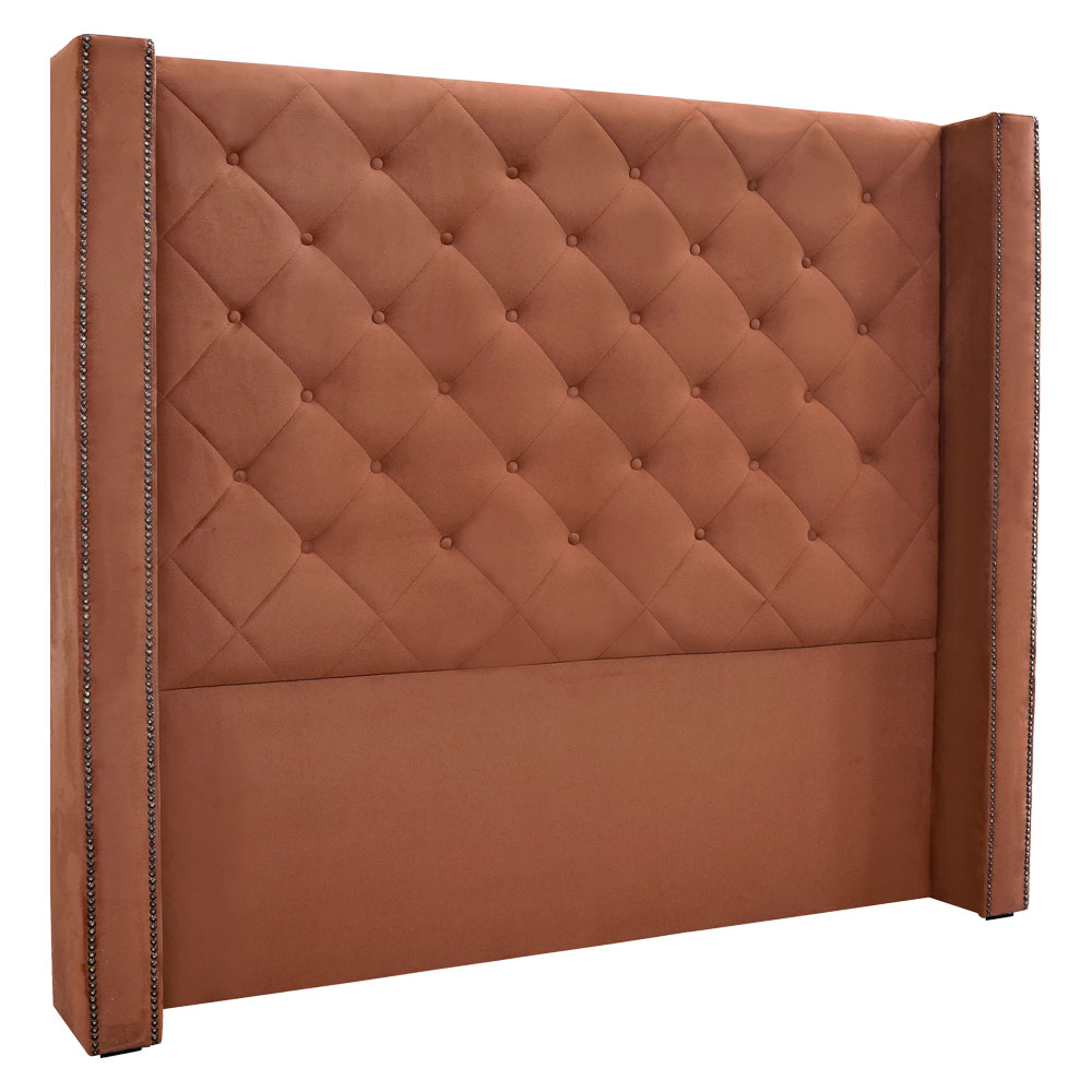 Kit Cabeceira e Calçadeira Recamier Casal 1,40m Vicenza Veludo Cobre - Pallazio