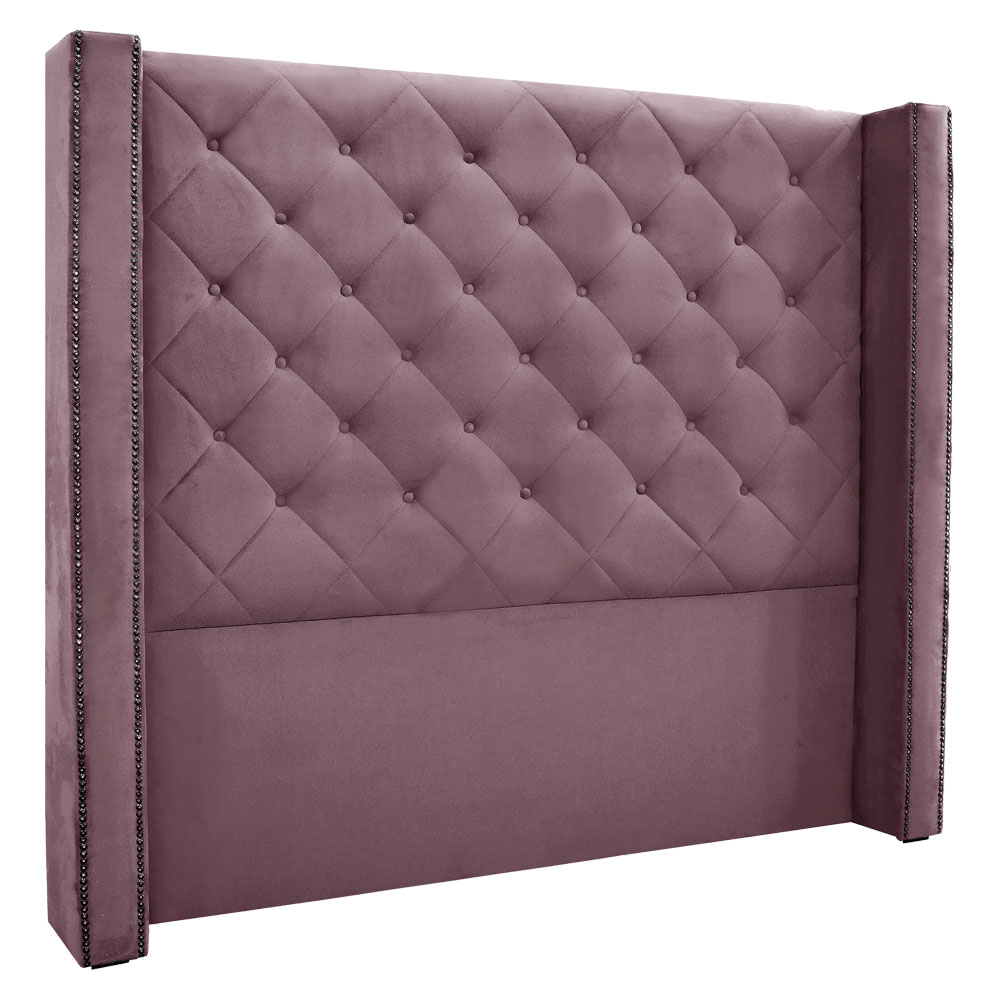 Kit Cabeceira e Calçadeira Recamier Casal 1,40m Vicenza Veludo Uva - Pallazio