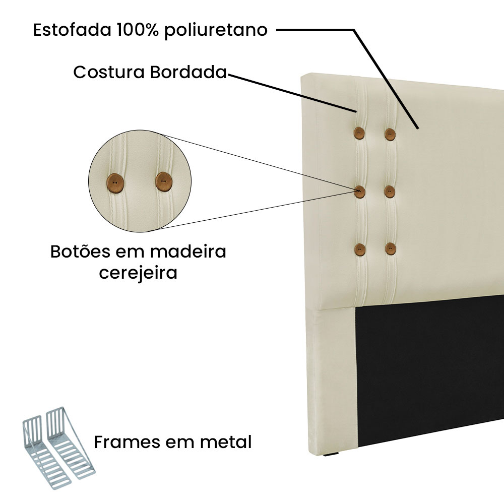 Kit Cabeceira e Calçadeira Recamier King 1,95m Gênova Veludo Bege - Pallazio