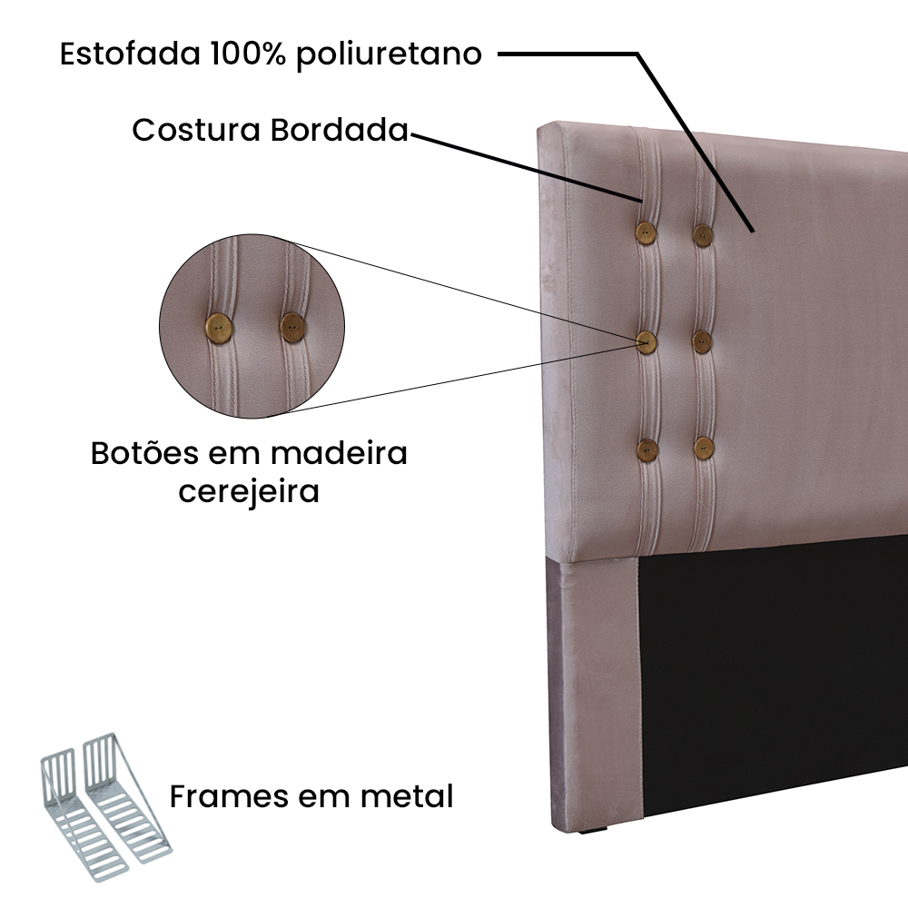 Kit Cabeceira e Calçadeira Recamier King 1,95m Gênova Veludo Lilás - Pallazio
