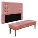 Kit Cabeceira e Calçadeira Recamier King 1,95m Gênova Veludo Rosa - Pallazio