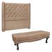 Kit Cabeceira e Calçadeira Recamier King 1,95m Vicenza Suede Bege - Pallazio