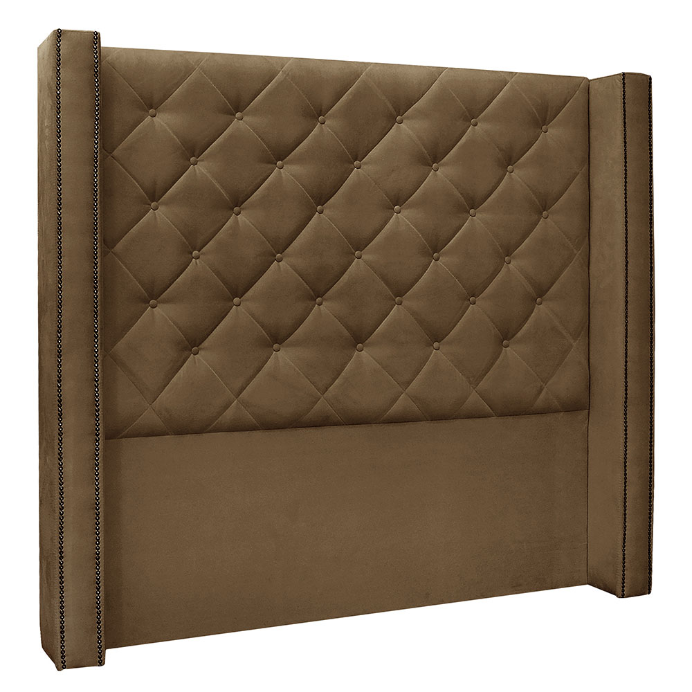 Kit Cabeceira e Calçadeira Recamier King 1,95m Vicenza Suede Caramelo - Pallazio