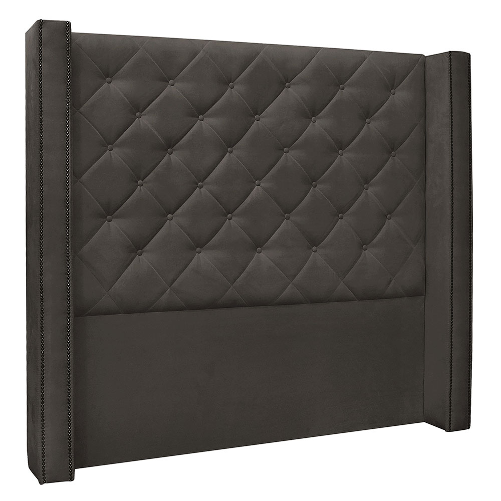 Kit Cabeceira e Calçadeira Recamier King 1,95m Vicenza Suede Cinza - Pallazio