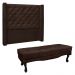 Kit Cabeceira e Calçadeira Recamier King 1,95m Vicenza Suede Marrom Café - Pallazio