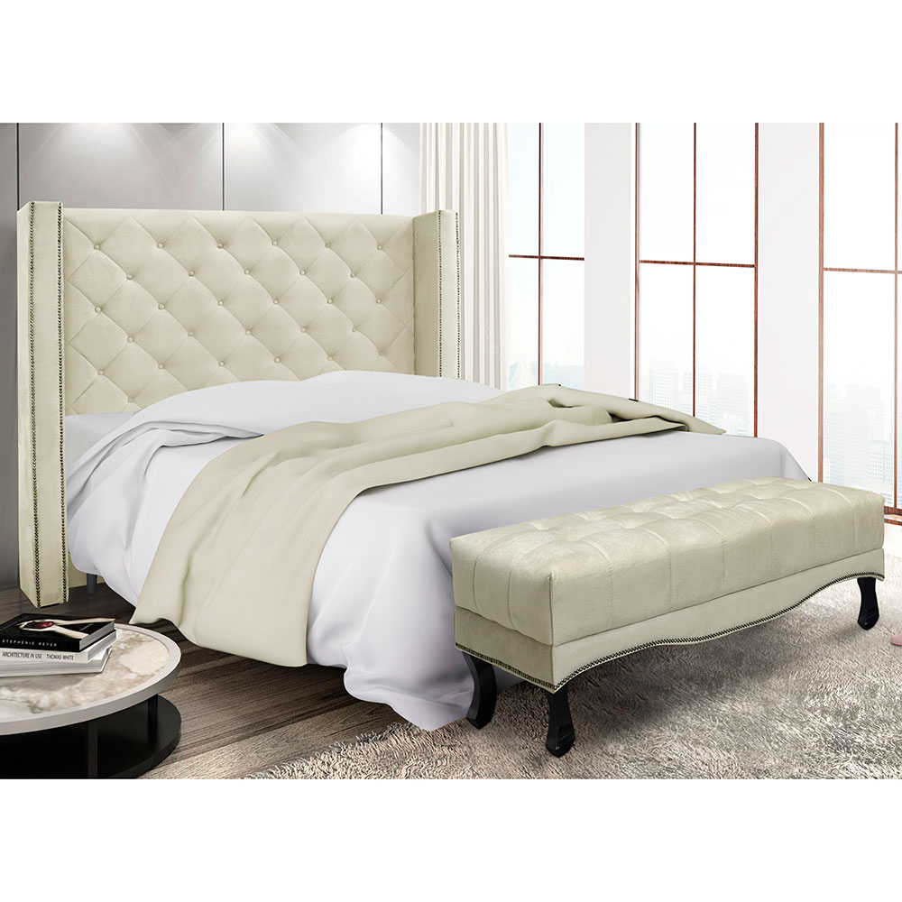 Kit Cabeceira e Calçadeira Recamier King 1,95m Vicenza Veludo - Pallazio