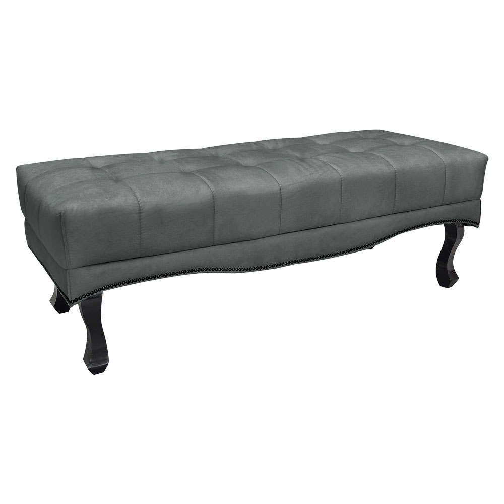 Kit Cabeceira e Calçadeira Recamier King 1,95m Vicenza Veludo Cinza Grafite - Pallazio