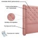 Kit Cabeceira e Calçadeira Recamier King 1,95m Vicenza Veludo Rosa - Pallazio