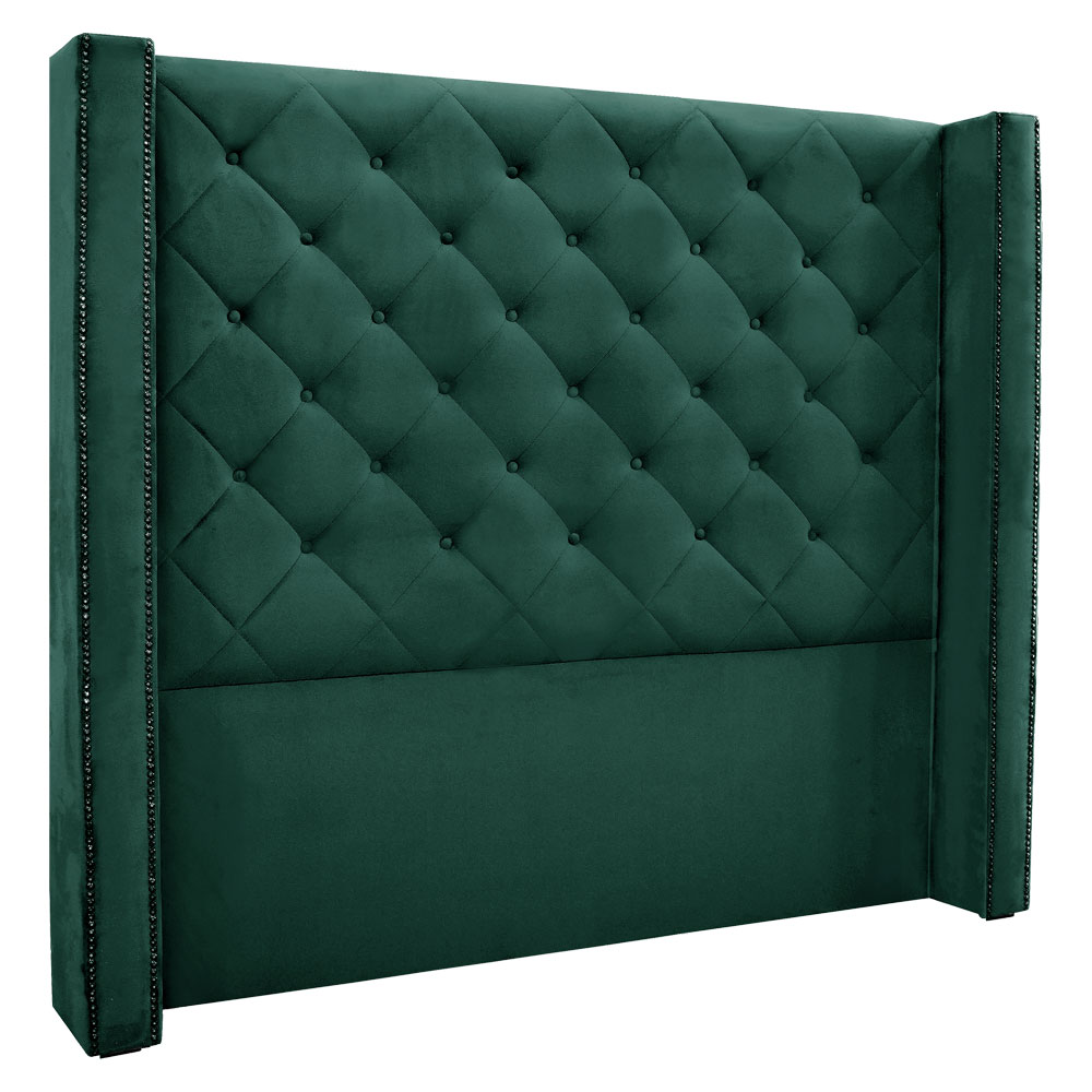 Kit Cabeceira e Calçadeira Recamier King 1,95m Vicenza Veludo Verde Floresta - Pallazio