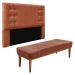 Kit Cabeceira e Calçadeira Recamier Queen 1,60m Gênova Veludo Cobre - Pallazio