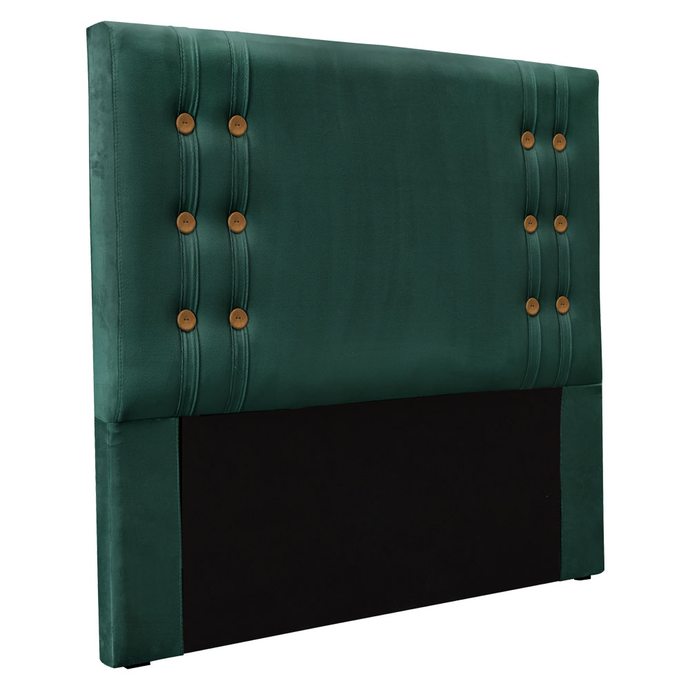 Kit Cabeceira e Calçadeira Recamier Queen 1,60m Gênova Veludo Verde Floresta - Pallazio