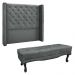 Kit Cabeceira e Calçadeira Recamier Queen 1,60m Vicenza Veludo Cinza Grafite - Pallazio