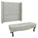 Kit Cabeceira e Calçadeira Recamier Queen 1,60m Vicenza Veludo Cinza Prata - Pallazio