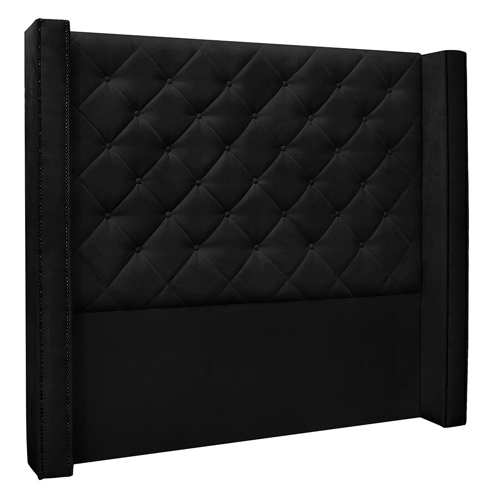 Kit Cabeceira e Calçadeira Recamier Solteiro 0,90m Vicenza Suede Preto - Pallazio