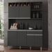Kit Cozinha Compacta 130cm com 6 Portas e 1 Gaveta Nicole Cinza Escuro - Pallazio