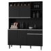 Kit Cozinha Compacta 130cm com 6 Portas e 1 Gaveta Nicole Preto - Pallazio