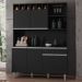 Kit Cozinha Compacta 130cm com 6 Portas e 1 Gaveta Nicole Preto - Pallazio