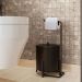 Kit Lixeira 6L e Porta Papel Higiênico Eleganza Metal Preto - Pallazio