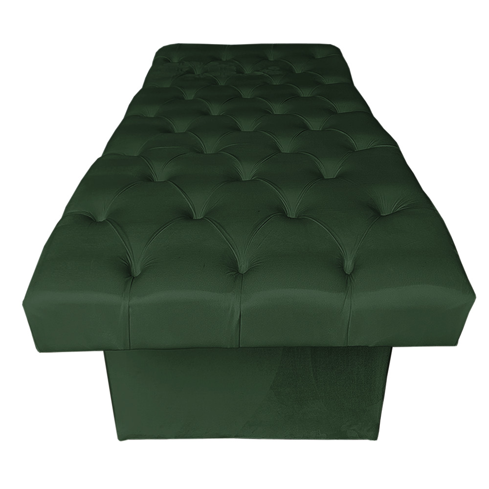 Kit Maca Reta Capitonê 0,60m Sophia com Mocho Base Madeira e Escada Veludo Verde - Pallazio