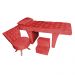 Kit Maca Reta Capitonê 0,60m Sophia com Mocho Base Madeira e Escada Veludo Vermelho - Pallazio
