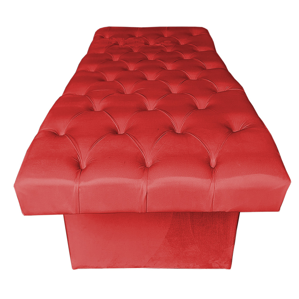 Kit Maca Reta Capitonê 0,60m Sophia com Mocho Base Madeira e Escada Veludo Vermelho - Pallazio