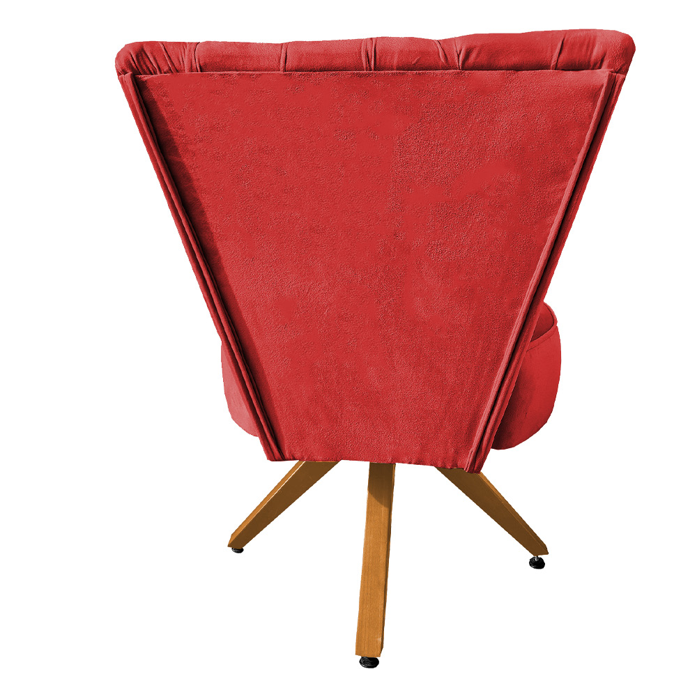 Kit Maca Reta Capitonê 0,60m Sophia com Mocho Base Madeira e Escada Veludo Vermelho - Pallazio