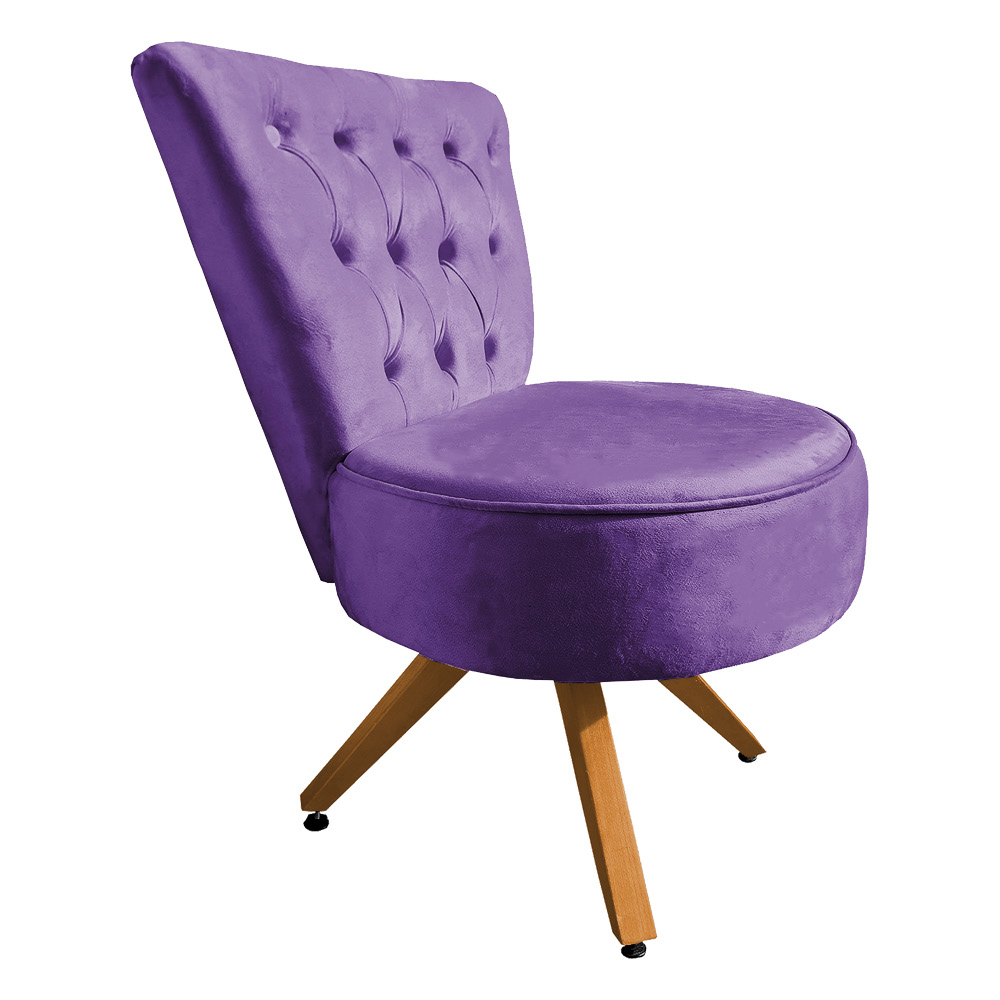 Kit Maca Reta Capitonê 0,70m Sophia com Mocho Base Madeira e Escada Veludo Roxo - Pallazio