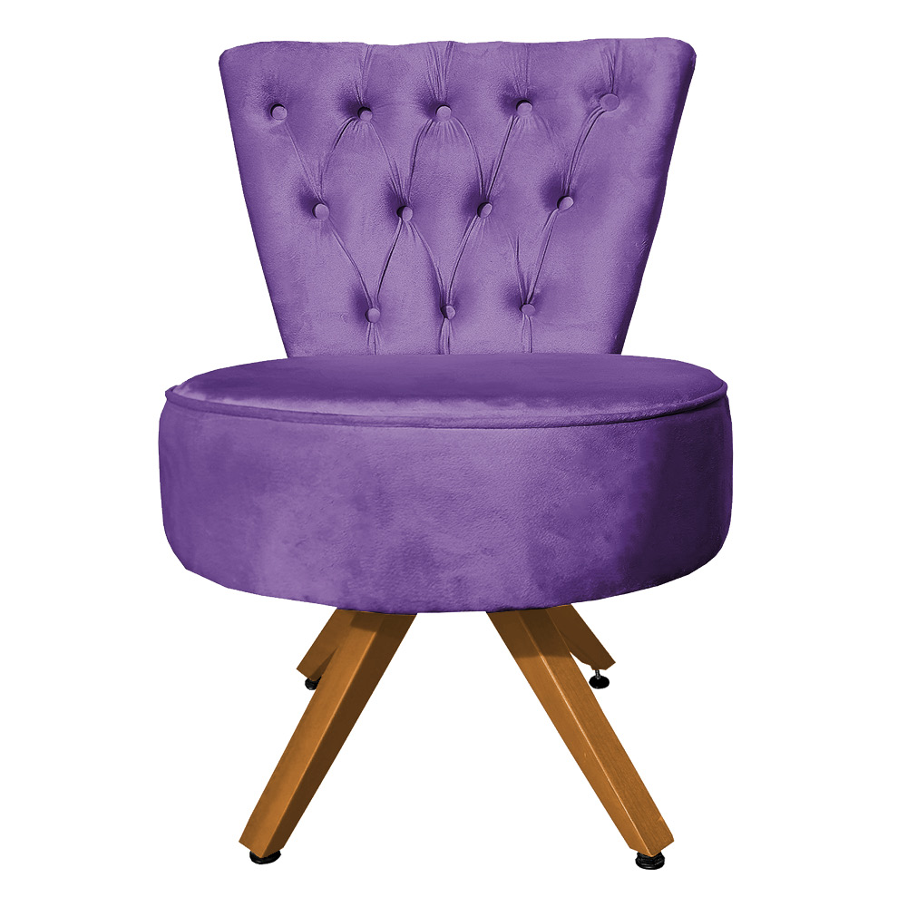 Kit Maca Reta Capitonê 0,80m Sophia com Mocho Base Madeira e Escada Veludo Roxo - Pallazio