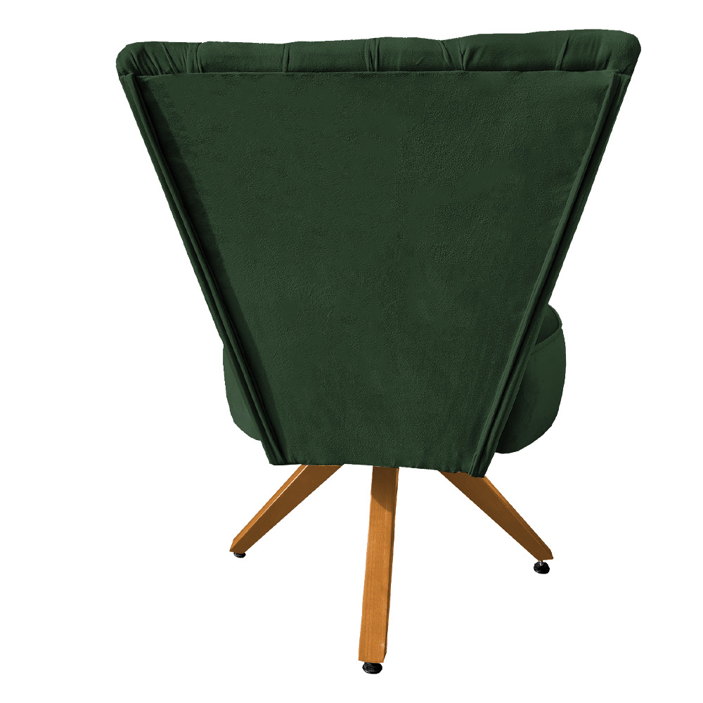 Kit Maca Reta Capitonê 0,80m Sophia com Mocho Base Madeira e Escada Veludo Verde - Pallazio