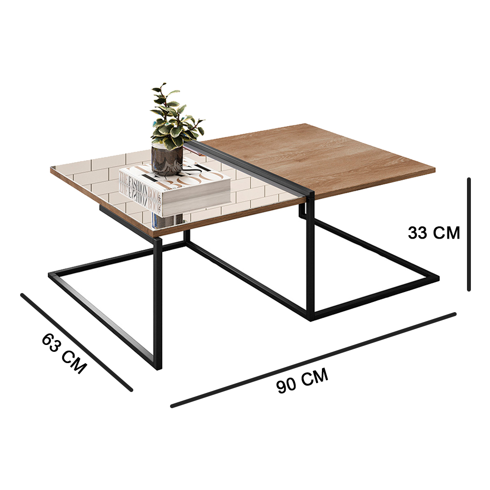 Kit Mesa de Centro Adega e Prateleira Multiuso 60 cm Industrial Ariel Demolição - Pallazio