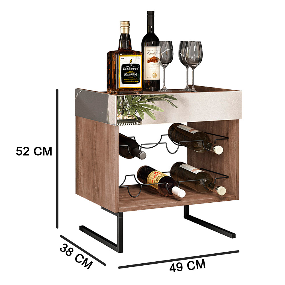 Kit Mesa de Centro Adega e Prateleira Multiuso 60 cm Industrial Ariel Demolição - Pallazio