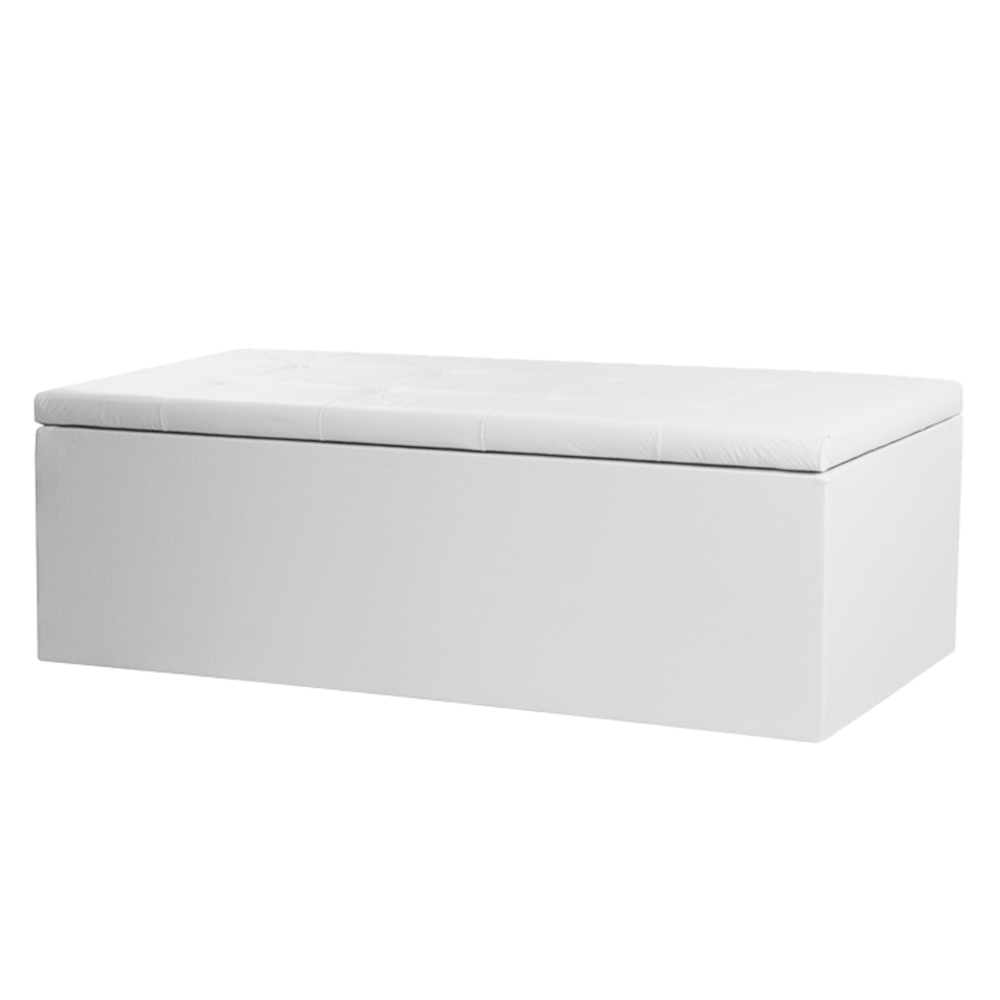 Kit Painel e Calçadeira Baú Casal 1,40m Berlim Corano Branco - Pallazio