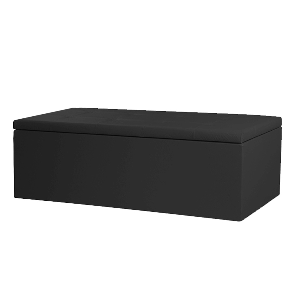 Kit Painel e Calçadeira Baú Casal 1,40m Berlim Corano Preto - Pallazio