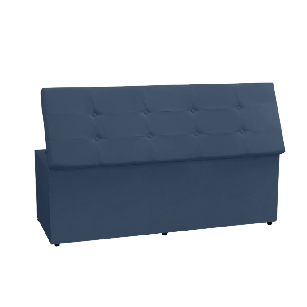 Kit Painel e Calçadeira Baú Casal 1,40m Berlim Suede Azul Marinho - Pallazio