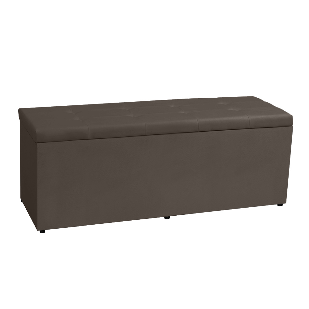 Kit Painel e Calçadeira Baú Casal 1,40m Berlim Suede Marrom - Pallazio