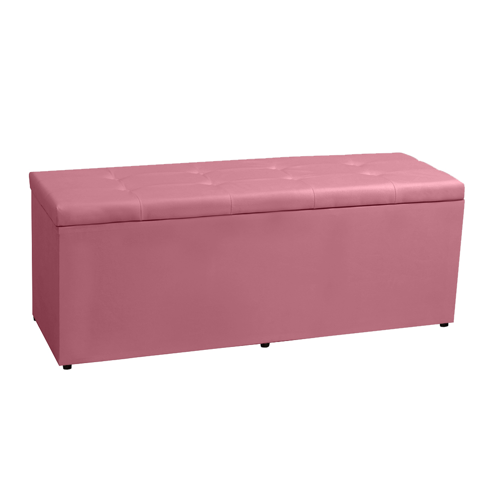 Kit Painel e Calçadeira Baú Casal 1,40m Berlim Suede Rosa - Pallazio
