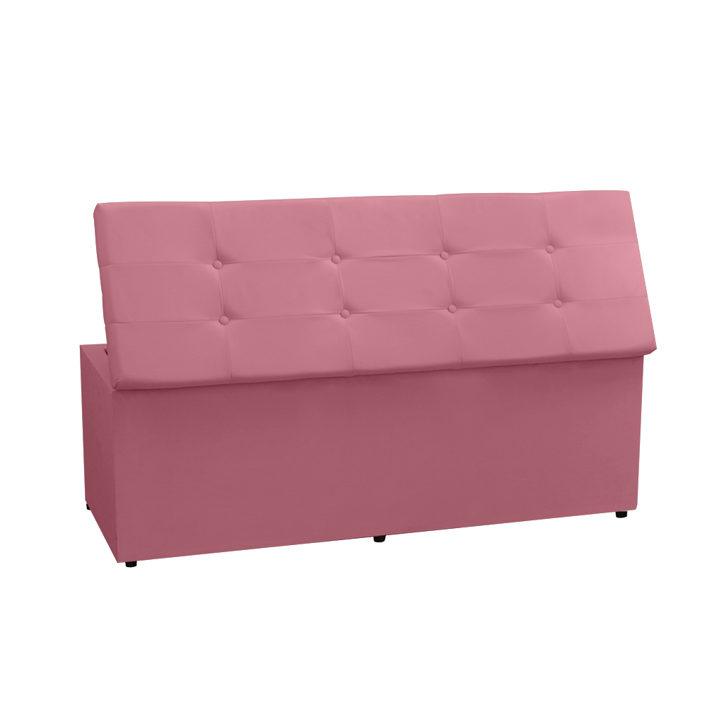 Kit Painel e Calçadeira Baú Casal 1,40m Berlim Suede Rosa - Pallazio