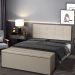 Kit Painel e Calçadeira Baú Casal 1,40m Roma Suede Bege - Pallazio