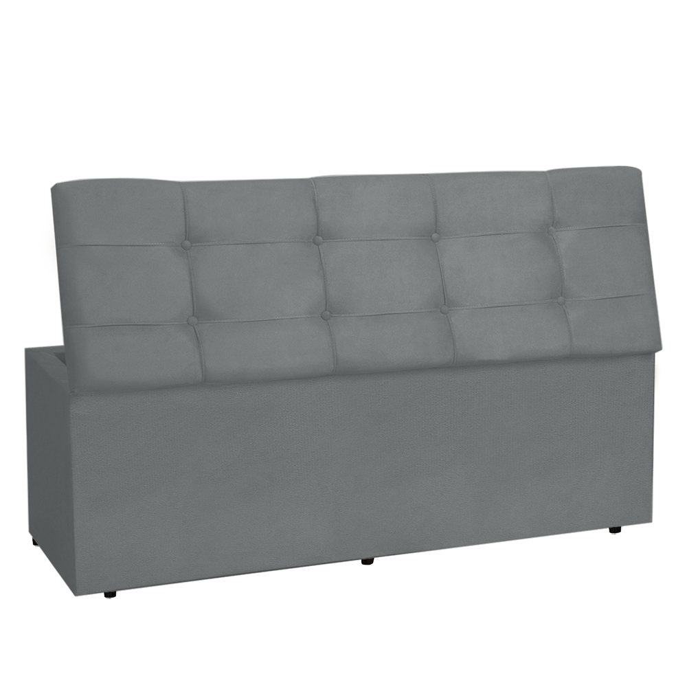 Kit Painel e Calçadeira Baú Casal 1,40m Roma Suede Cinza - Pallazio