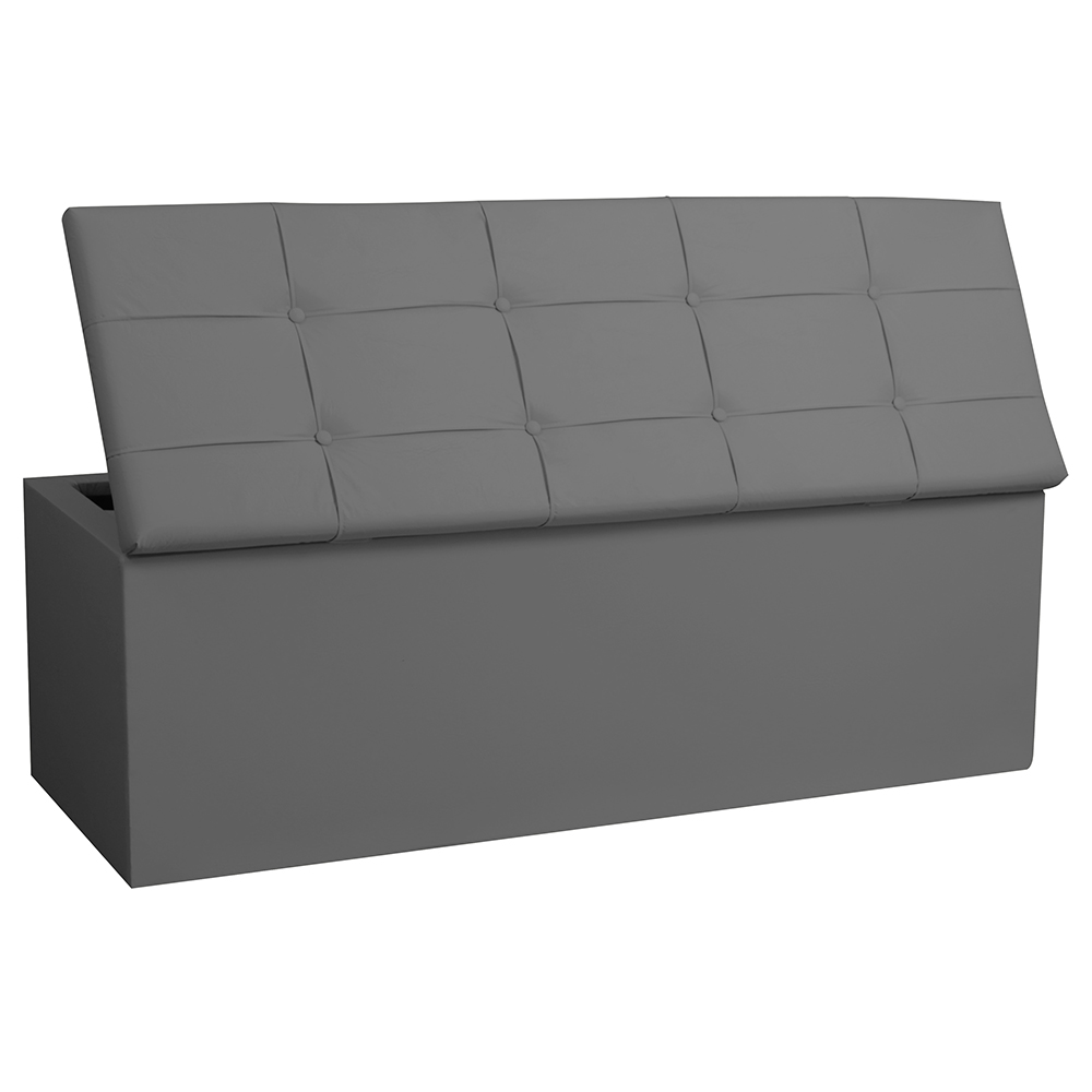 Kit Painel e Calçadeira Baú King 1,95m Roma Corano Cinza - Pallazio