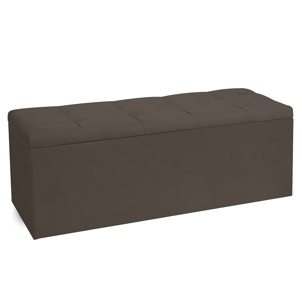 Kit Painel e Calçadeira Baú Queen 1,60m Roma Suede Marrom - Pallazio