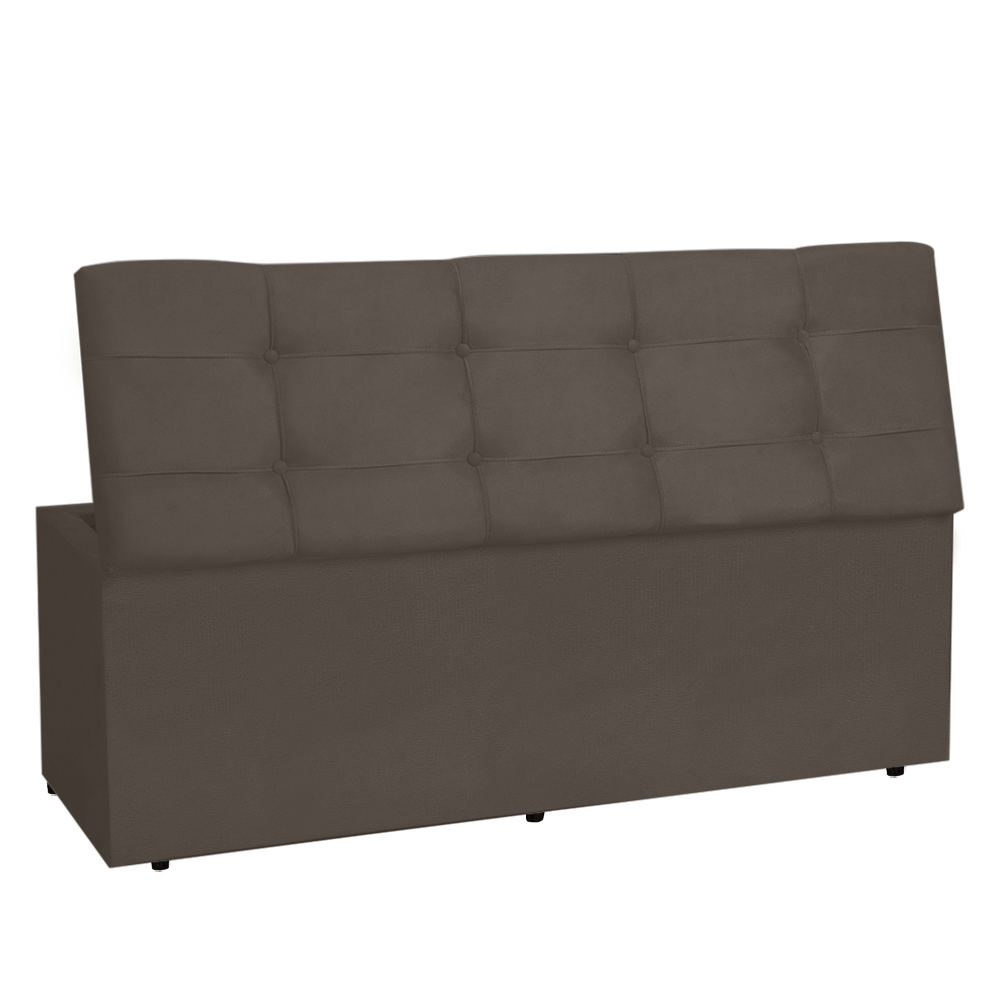 Kit Painel e Calçadeira Baú Queen 1,60m Roma Suede Marrom - Pallazio
