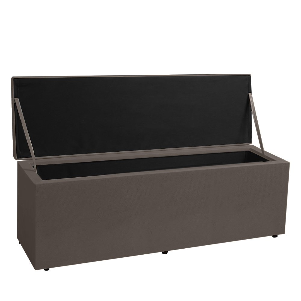 Kit Painel e Calçadeira Baú Queen 1,60m Roma Suede Marrom - Pallazio
