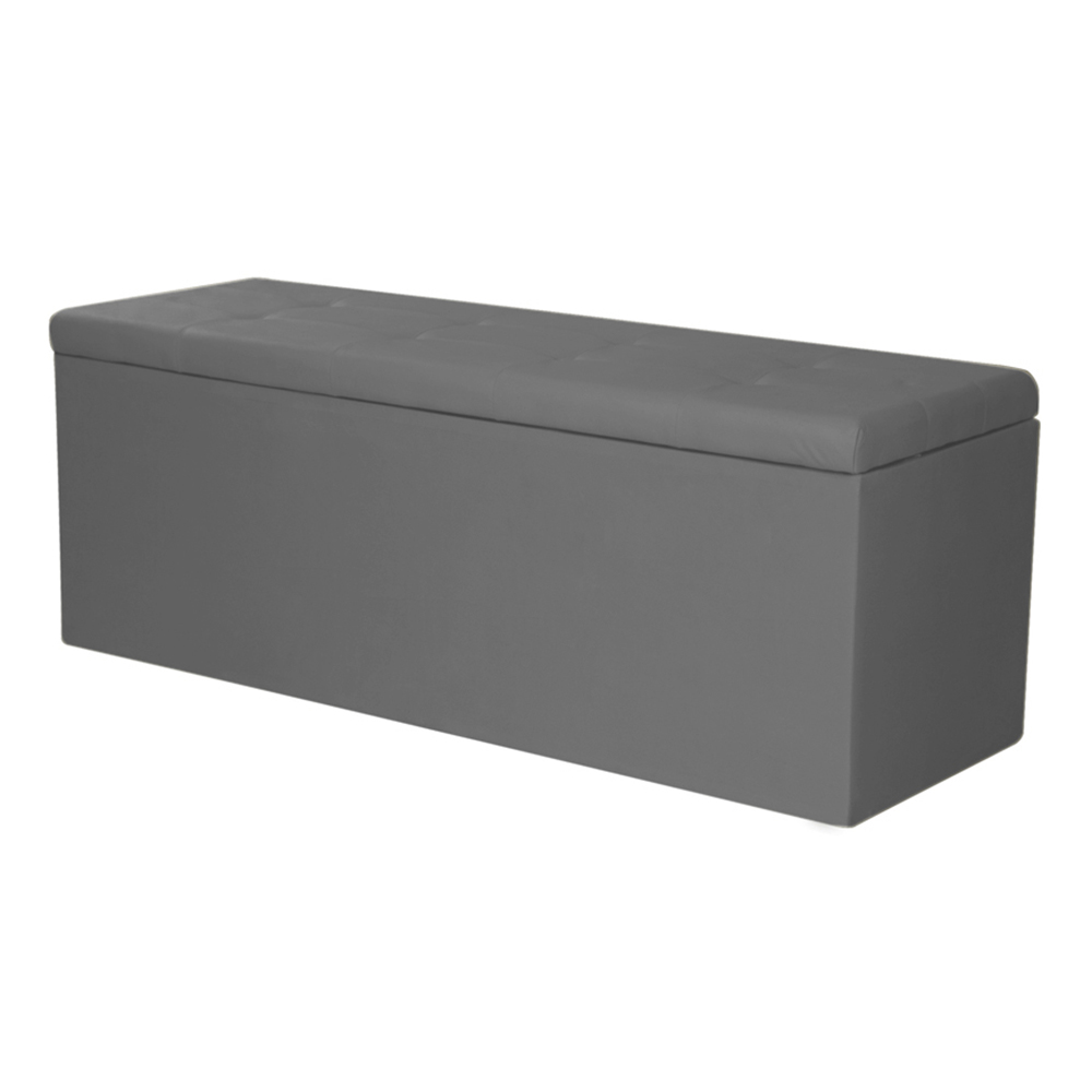 Kit Painel e Calçadeira Baú Solteiro 0,90m Berlim Corano Cinza - Pallazio