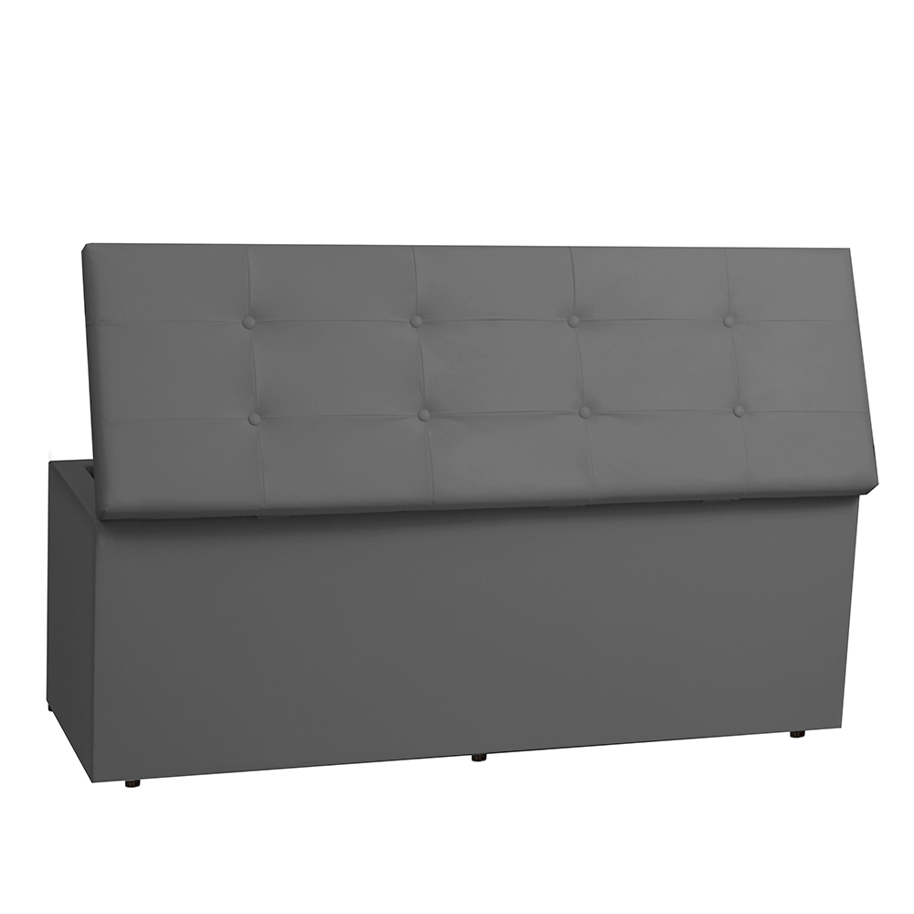 Kit Painel e Calçadeira Baú Solteiro 0,90m Berlim Corano Cinza - Pallazio